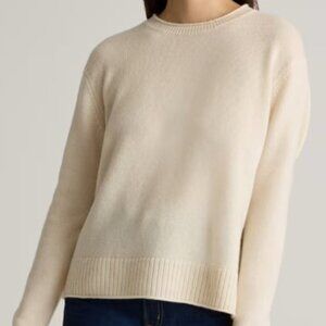 Quince Mongolian Cashmere Boxy Crewneck Sweater – Ivory, XS